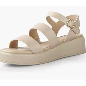 Ankis Nude Platform Sandals Womens 9.5‎ NEW Strappy